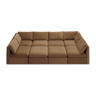 Macy Pit-Sectional Sofa with Storage, Hazelnut Brown Velvet