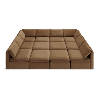 Macy Pit-Sectional Sofa with Storage, Hazelnut Brown Velvet