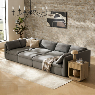 Macy Pit-Sectional Sofa with Storage, Stone Gray