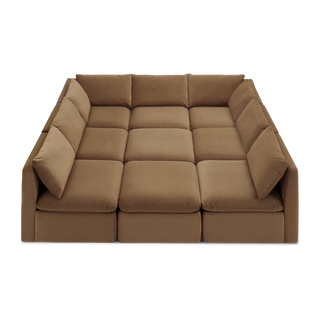 Macy Pit-Sectional Sofa with Storage, Hazelnut Brown Velvet