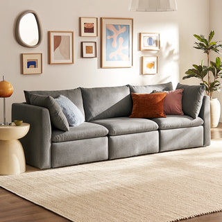 Macy 3 Seater Modular Sectional Sofa with Fully Removable Covers, Large Storage (Stone Gray) [2nd Gen]