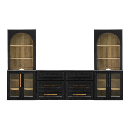 Blake 4 Piece Entertainment Center with Storage, Dresser TV Stand with   Mopio