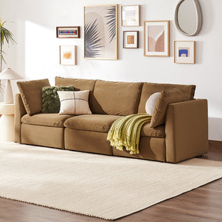 Macy 3 Seater Modular Sectional Sofa with Fully Removable Covers, Large Storage (Hazelnut Brown Velvet) [2nd Gen]