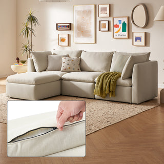 Macy Washable Slipcover for 4 Seats Modular Sectional Sofa with Storage, Oat