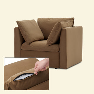 Macy Washable Slipcover for Armchair Storage Seat, Hazelnut Brown Velvet