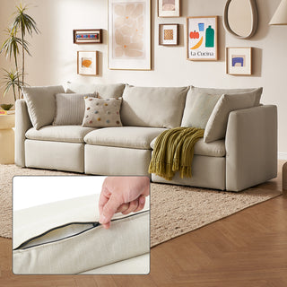 Macy Washable Slipcover for 3 Seater Modular Sectional Sofa with Storage, Oat