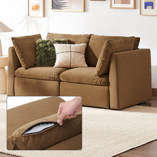 Macy Washable Slipcover for Loveseat with Storage, Hazelnut Brown Velvet