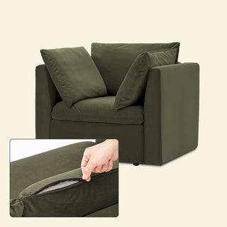 Macy Washable Slipcover for Armchair Storage Seat, Olive Green Velvet