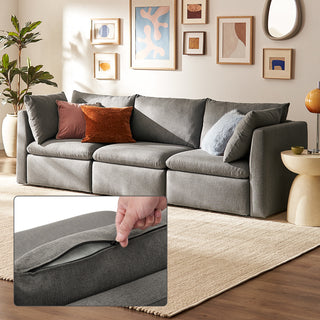 Macy Washable Slipcover for 3 Seater Modular Sectional Sofa with Storage, Stone Gray