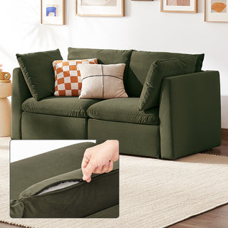 Macy Washable Slipcover for Loveseat with Storage, Olive Green Velvet