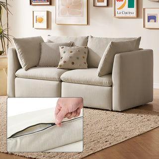 Macy Washable Slipcover for Loveseat with Storage, Oat