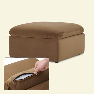 Macy Washable Slipcover for Ottoman Storage Seat, Hazelnut Brown Velvet