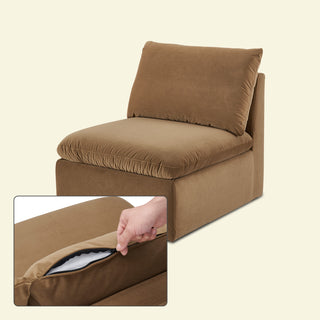 Macy Washable Slipcover for Armless Storage Seat, Hazelnut Brown Velvet