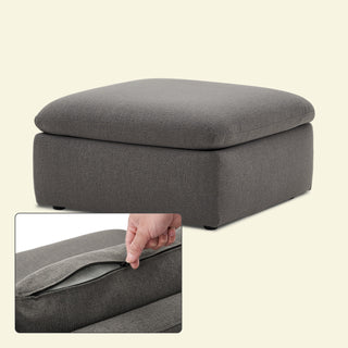 Macy Washable Slipcover for Ottoman Storage Seat, Stone Gray