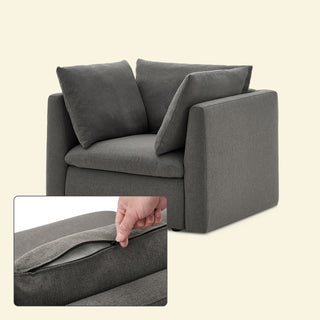 Macy Washable Slipcover for Armchair Storage Seat, Stone Gray