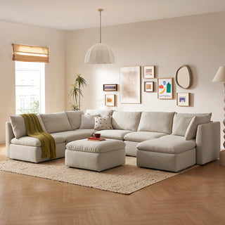 Macy 8 Seats Modular Sectional Sofa with Fully Removable Covers, Large Storage (Oat) [2nd gen]