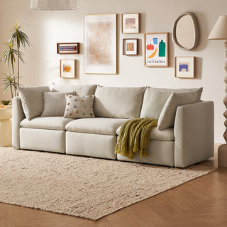 Macy 3 Seater Modular Sectional Sofa with Fully Removable Covers, Large Storage (Oat) [2nd gen]