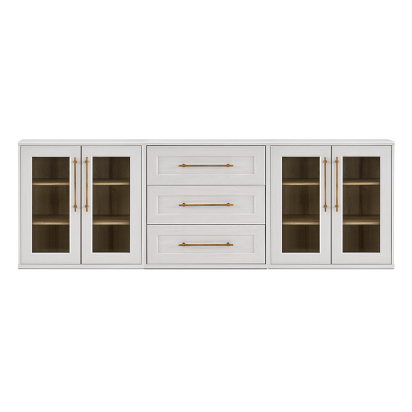 Blake 3 Piece Entertainment Center with Storage, White Oak – Mopio