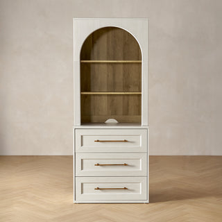 Blake 3 Drawer Dresser with Hutch, White Oak Mopio Blake 3 Drawer Dresser with Hutch, White Oak Mopio