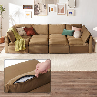 Macy Washable Slipcover for Pit-sectional Sofa with Storage, Hazelnut Brown Velvet