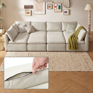 Macy Washable Slipcover for Pit-sectional Sofa with Storage, Oat