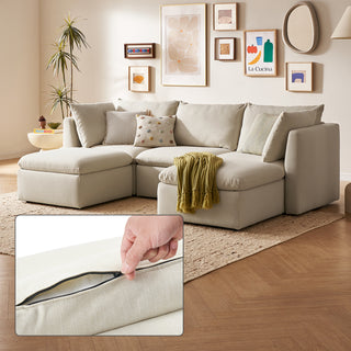 Macy Washable Slipcover for 5 Seats Modular Sectional Sofa with Storage, Oat