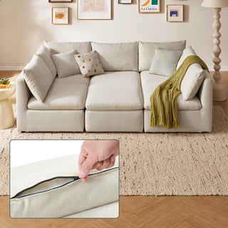 Macy Washable Slipcover for Pit-sectional Sofa with Storage, Oat