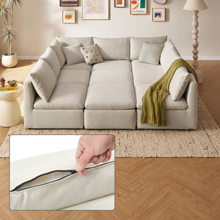 Macy Washable Slipcover for Pit-sectional Sofa with Storage, Oat