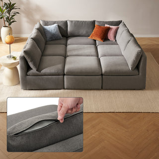 Macy Washable Slipcover for Pit-sectional Sofa with Storage, Stone Gray