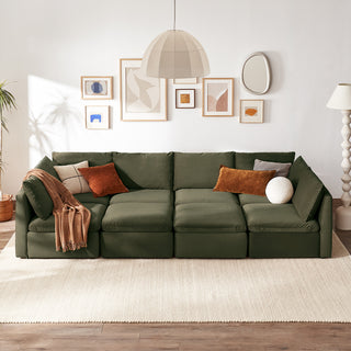 Macy Pit-sectional Sofa, Olive Green Velvet [2nd gen]