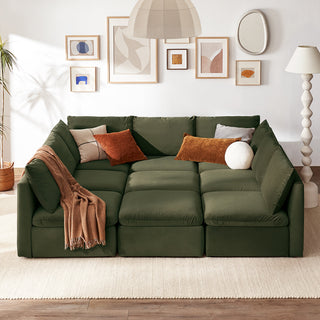 Macy Pit-sectional Sofa, Olive Green Velvet [2nd gen]
