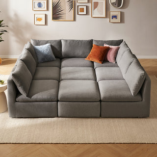 Macy Pit-Sectional Sofa with Fully Removable Covers, Large Storage (Stone Gray) [2nd Gen]