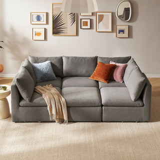 Macy Pit-Sectional Sofa with Fully Removable Covers, Large Storage (Stone Gray) [2nd Gen]