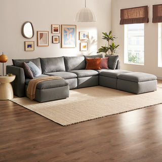 Macy 7 Seats Modular Sectional Sofa with Fully Removable Covers, Large Storage (Stone Gray) [2nd Gen]