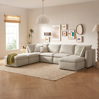 Macy 7 Seats Modular Sectional Sofa with Fully Removable Covers, Large Storage (Oat) [2nd gen]