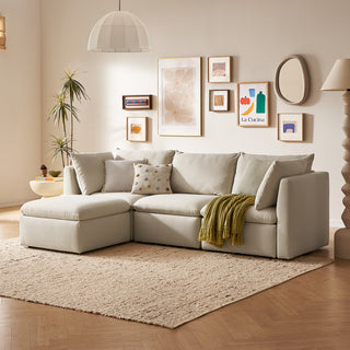 Macy 4 Seats Modular Sectional Sofa with Fully Removable Covers, Large Storage (Oat) [2nd gen]
