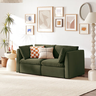 Macy Loveseat with Storage, Olive Green Velvet