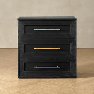 Blake 3 Drawer Dresser, Black Oak