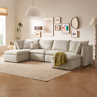Macy 6 Seats Modular Sectional Sofa with Fully Removable Covers, Large Storage (Oat) [2nd gen]