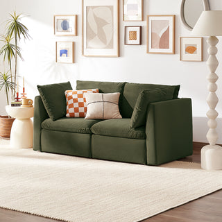 Macy Loveseat with Storage, Olive Green Velvet Mopio