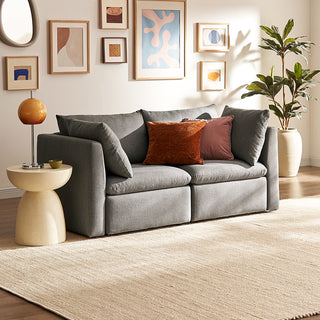 Macy Loveseat Modular Sectional Sofa with Fully Removable Covers, Large Storage (Stone Gray) [2nd Gen]