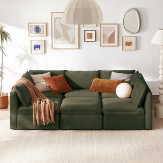 Macy Pit-Sectional Sofa with Storage, Olive Green Velvet