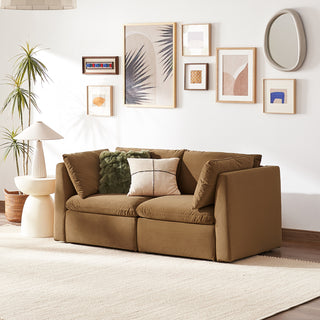 Macy Loveseat with Storage, Hazelnut Brown Velvet