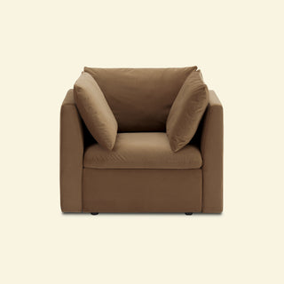 Macy Armchair with Fully Removable Covers, Large Storage (Hazelnut Brown Velvet) [2nd Gen]