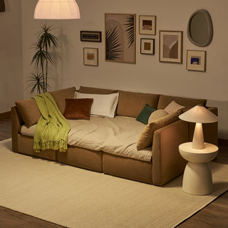 Macy Pit-Sectional Sofa with Storage, Hazelnut Brown Velvet