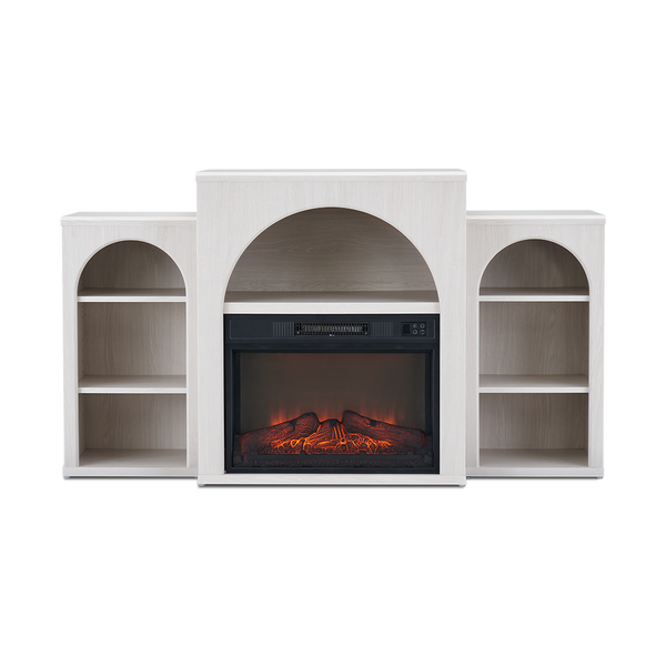 Blake 59" Electric Fireplace Mantel TV Stand, White Oak