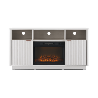 Brooklyn 59" Electric Fireplace TV Stand, White Oak