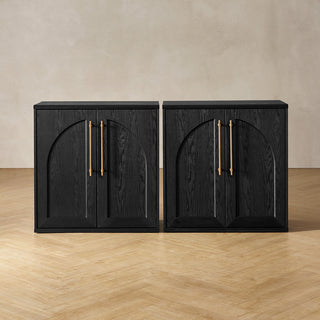 Blake Modular Storage Cabinet Arched, Black Oak