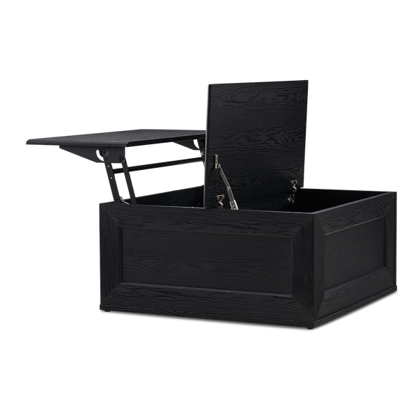 Blake Lift Top Chest Coffee Table with Storage, Black Oak