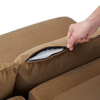 Macy Washable Slipcover for 6 Seats Modular Sectional Sofa with Storage, Hazelnut Brown Velvet